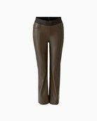 Oui PU Trousers in Brown full-length view