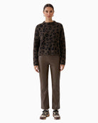 Oui PU Trousers in Brown styled view