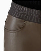 Oui PU Trousers in Brown waist detail
