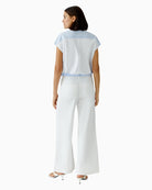 Oui Patch blouse in light blue back view
