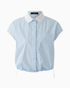 Oui Patch blouse in light blue flat lay front view
