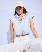 Oui Patch blouse in light blue front