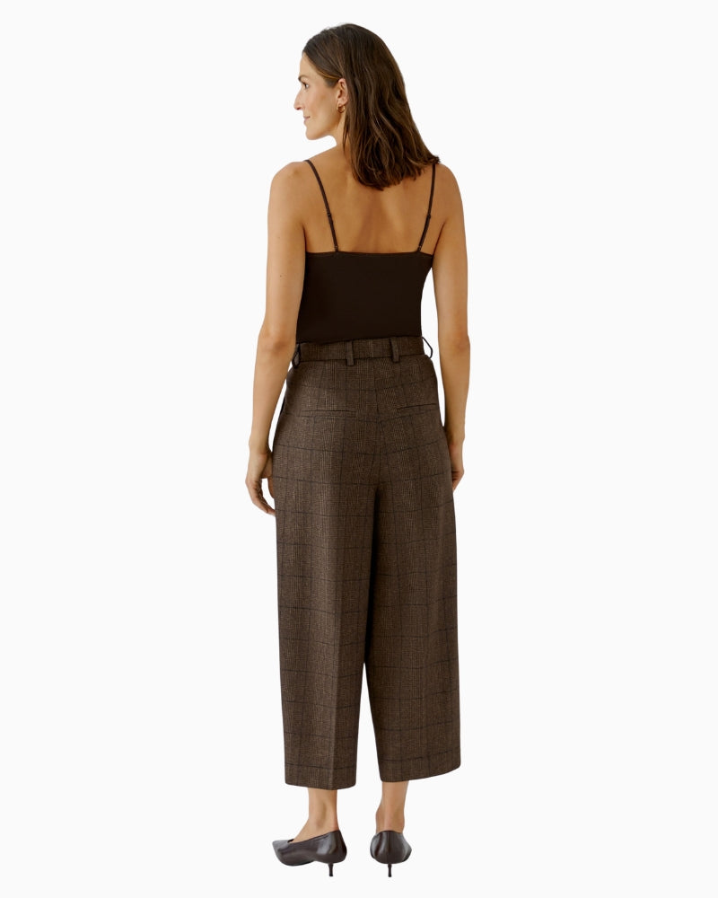 Oui Pleat Front Trousers in dark brown back view