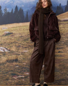 Oui Pleat Front Trousers in dark brown front view