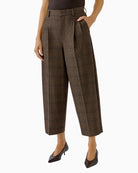 Oui Pleat Front Trousers in dark brown front view
