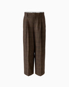 Oui Pleat Front Trousers in dark brown pleated front detail