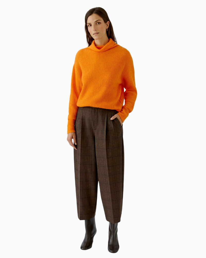 Oui Pleat Front Trousers in dark brown styled view