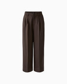 Oui Pleated Trousers in Brown front view