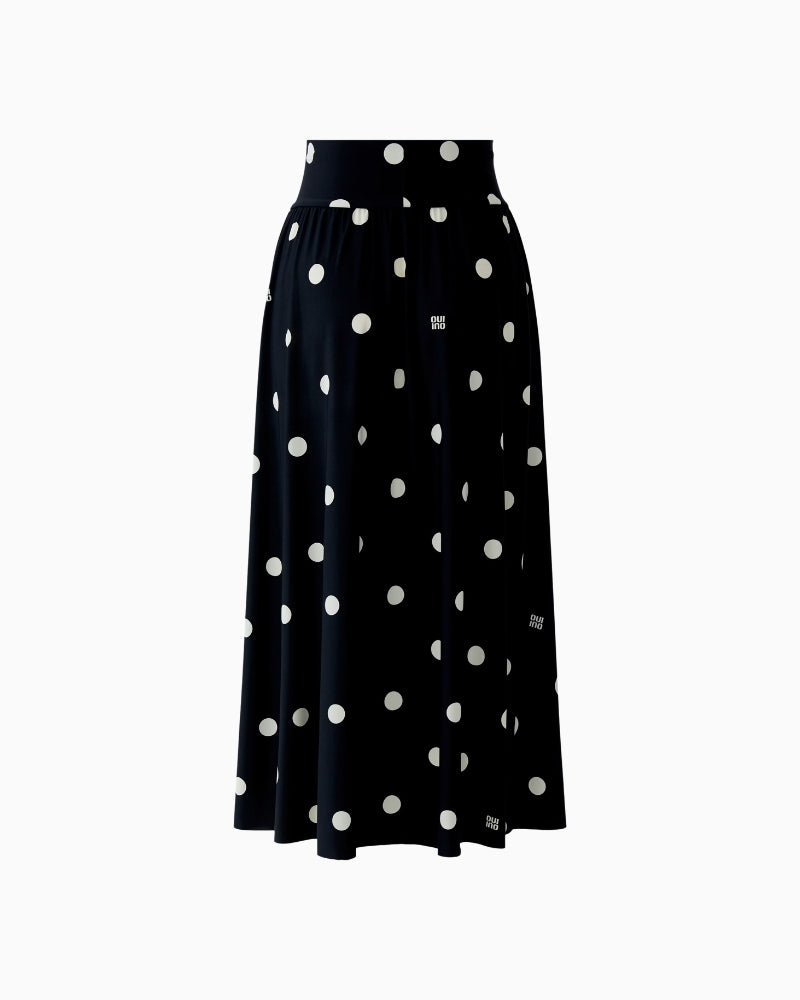 Oui Polka Dot Maxi Skirt in black and white back view