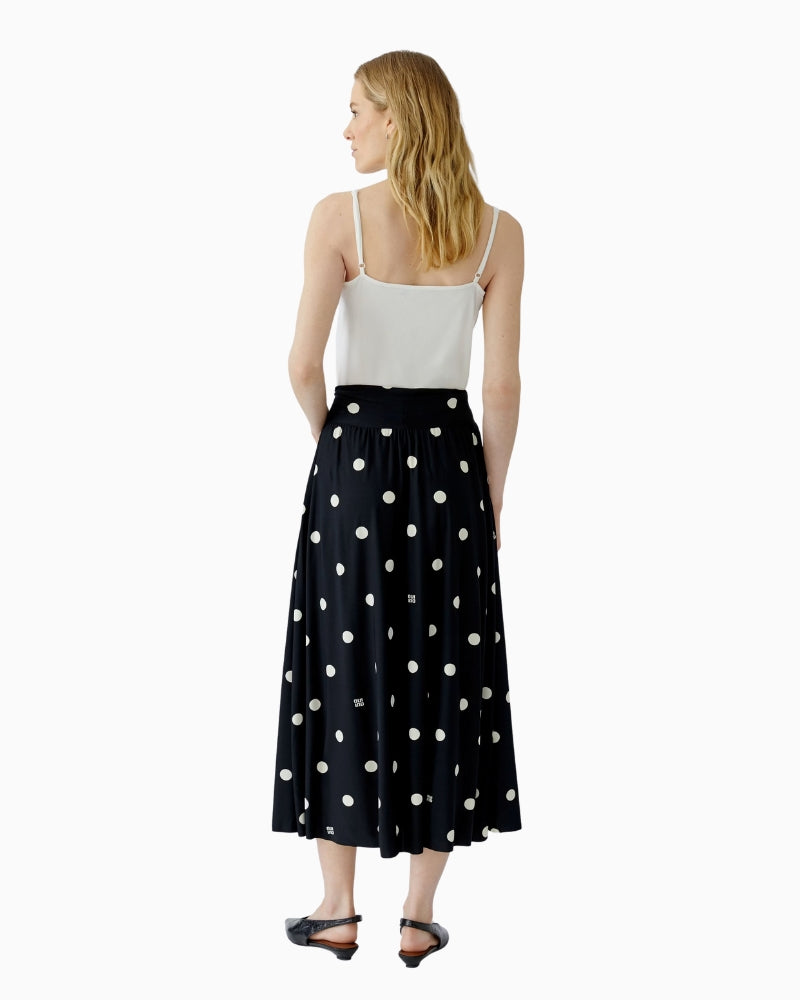 Oui Polka Dot Maxi Skirt in black and white back view