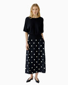 Oui Polka Dot Maxi Skirt in black and white front view