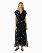Oui Polka Maxi Dress in Black all-over dot print detail