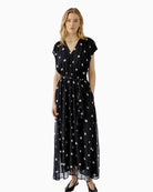 Oui Polka Maxi Dress in Black angled front view