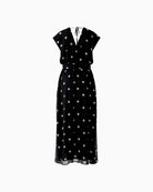 Oui Polka Maxi Dress in Black wrap-effect back detail