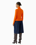 Oui Polo Neck Top in Orange back view