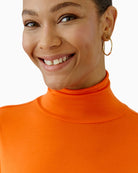 Oui Polo Neck Top in Orange polo neck detail