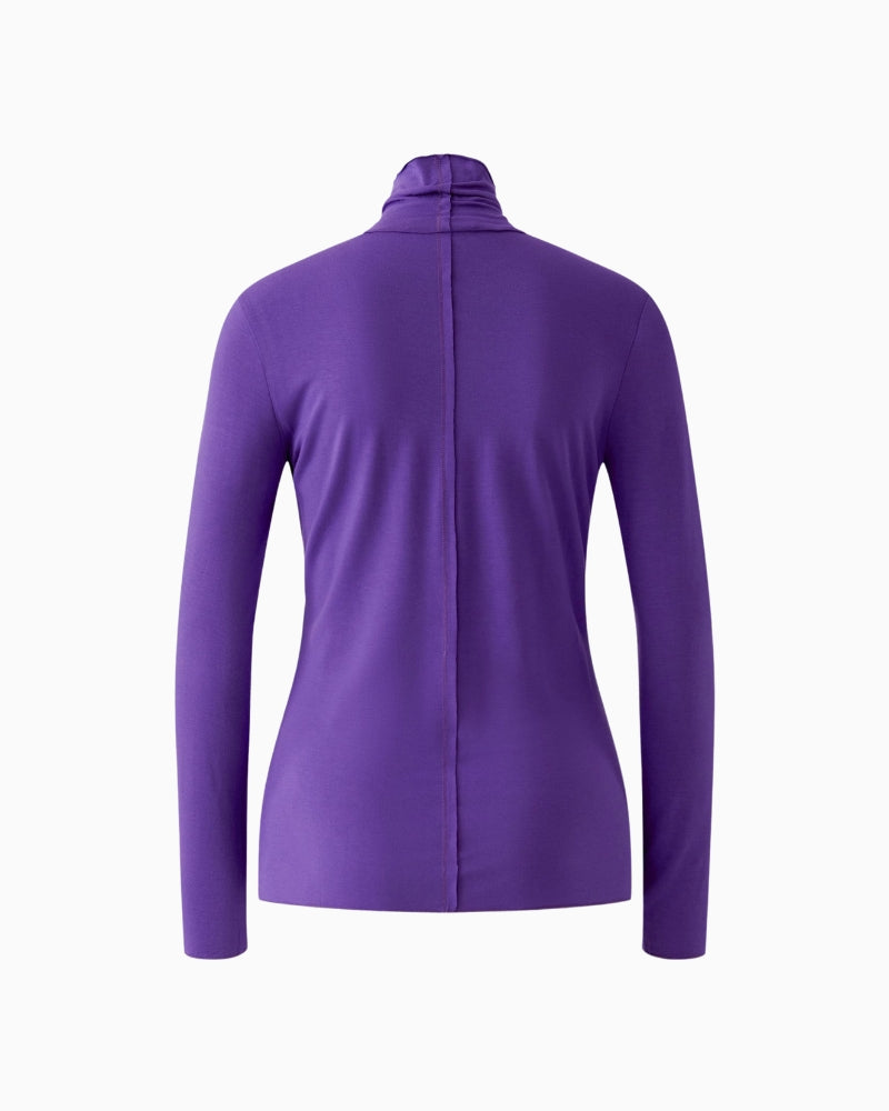 Oui Polo Neck Top in Violet back view