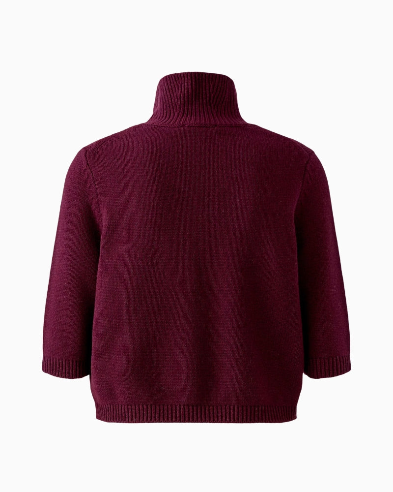 Oui Poloneck Pullover in Berry back detail