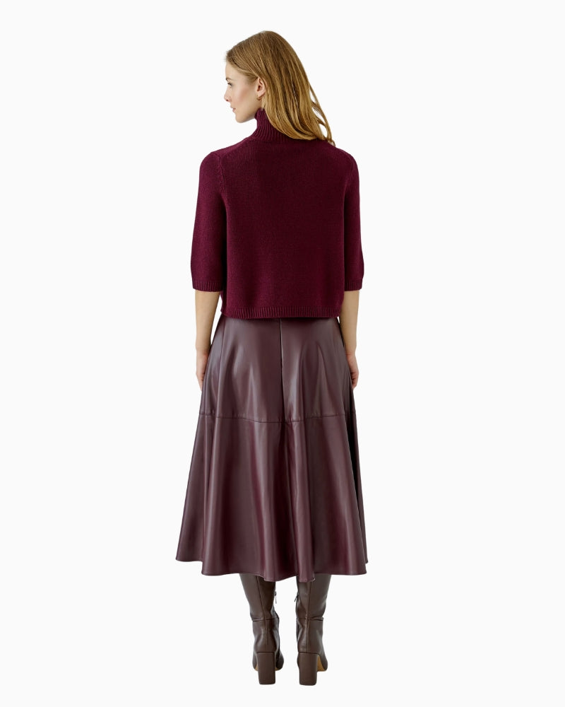 Oui Poloneck Pullover in Berry back view