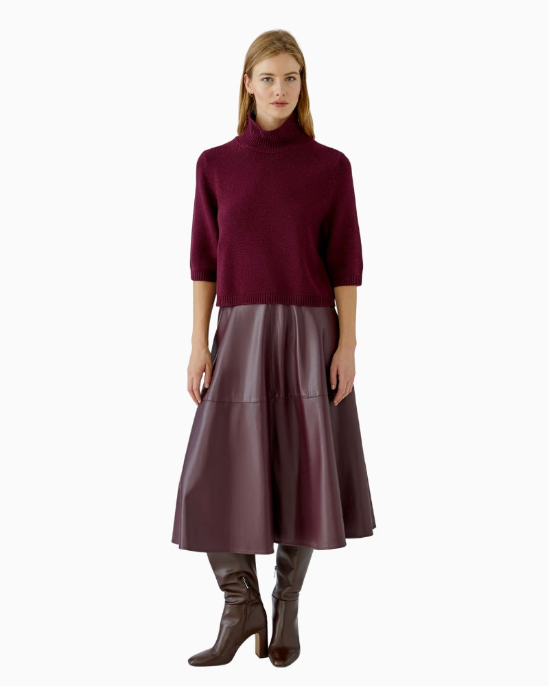 Oui Poloneck Pullover in Berry styled view