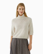 Oui Poloneck Pullover in light beige front view