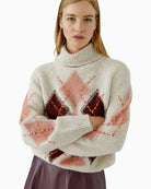 Oui Poloneck in Light Beige ribbed cuff detail