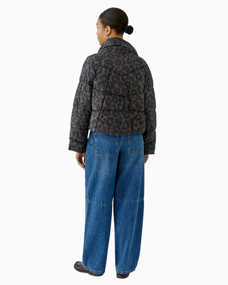 Oui Puffer Jacket in Leopard back view
