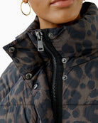 Oui Puffer Jacket in Leopard collar detail