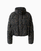 Oui Puffer Jacket in Leopard fabric detail