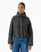 Oui Puffer Jacket in Leopard front view