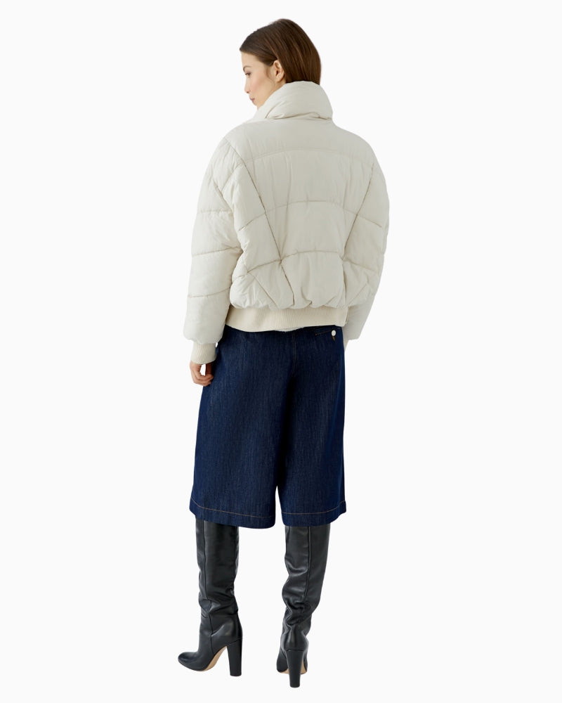 Oui Puffer Jacket in Light Beige back view