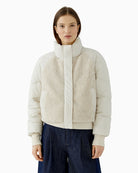 Oui Puffer Jacket in Light Beige front view