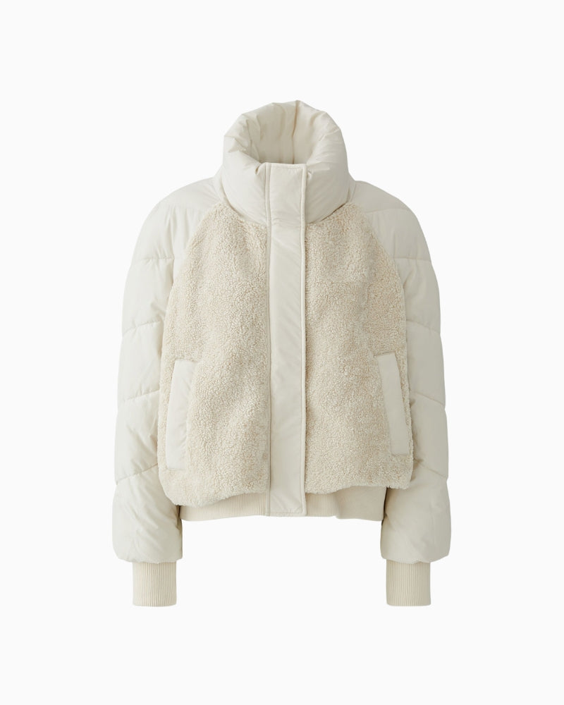 Oui Puffer Jacket in Light Beige quilted detail