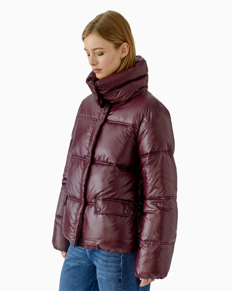 Oui Puffer Jacket in berry side view