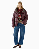 Oui Puffer Jacket in berry styled view