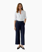 Model wearing Oui culottes showing flattering cropped leg length