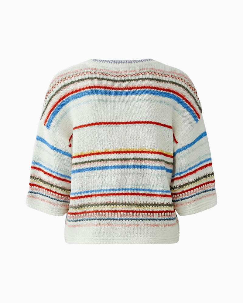 Oui Pullover in White Red back view