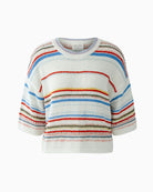 Oui Pullover in White Red front view