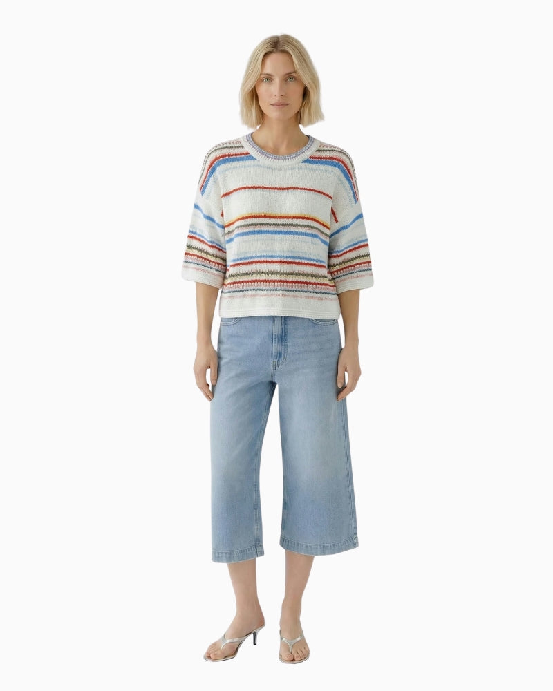 Oui Pullover in White Red front view