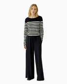Oui Pullover in black and off-white front view