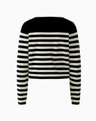 Oui Pullover in black and off-white sleeve detail