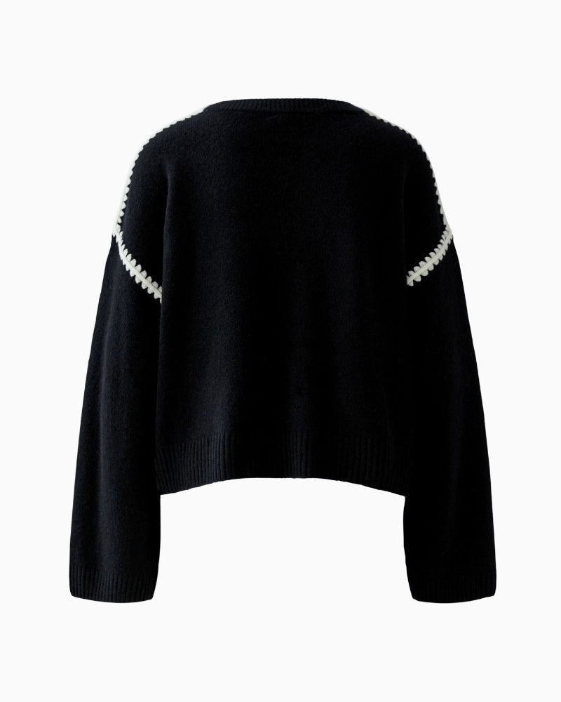 Oui Pullover in black flat lay back view