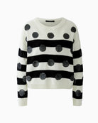 Oui Pullover in white and black front view