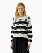 Oui Pullover in white and black front view
