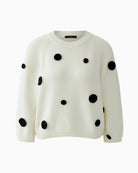 Oui Pullover in white and black polka details