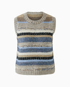 Oui Pullunder Vest in Beige/Blue fabric detail
