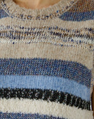 Oui Pullunder Vest in Beige/Blue knit texture detail