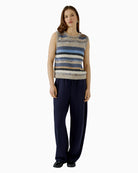 Oui Pullunder Vest in Beige/Blue styled view