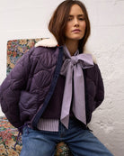 Oui Reversible Jacket in Violet faux fur collar detail