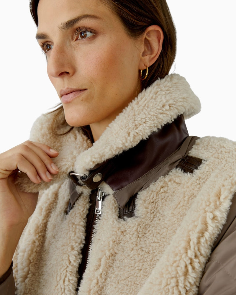 Oui Reversible Jacket in taupe removable collar detail
